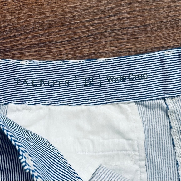 Talbots Wide Leg Crop 12 Blue White Pinstripes - Picture 4 of 9